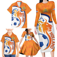 Custom Netherlands Football Family Matching Long Sleeve Bodycon Dress and Hawaiian Shirt 2025 Go Champions Holland