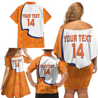 Custom Netherlands Football Family Matching Off Shoulder Short Dress and Hawaiian Shirt 2025 Go Champions Holland