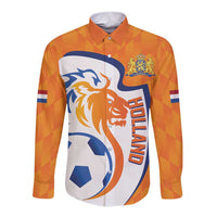 Custom Netherlands Football Long Sleeve Button Shirt 2025 Go Champions Holland