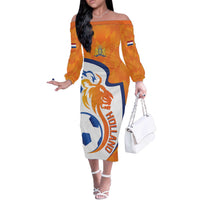 Custom Netherlands Football Off The Shoulder Long Sleeve Dress 2025 Go Champions Holland