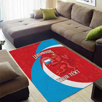 Custom Luxembourg Football Area Rug Allez Les Lions Rouges