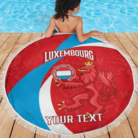 Custom Luxembourg Football Beach Blanket Allez Les Lions Rouges