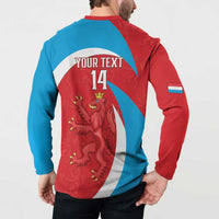 Custom Luxembourg Football Button Sweatshirt Allez Les Lions Rouges
