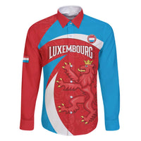 Custom Luxembourg Football Family Matching Off Shoulder Short Dress and Hawaiian Shirt Allez Les Lions Rouges