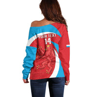 Custom Luxembourg Football Off Shoulder Sweater Allez Les Lions Rouges