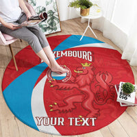 Custom Luxembourg Football Round Carpet Allez Les Lions Rouges