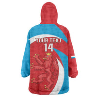 Custom Luxembourg Football Wearable Blanket Hoodie Allez Les Lions Rouges