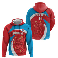 Custom Luxembourg Football Zip Hoodie Allez Les Lions Rouges