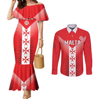 Custom Malta Football Couples Matching Mermaid Dress and Long Sleeve Button Shirt Maltese Cross Sporty Style