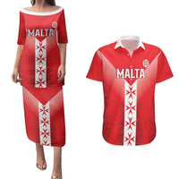Custom Malta Football Couples Matching Puletasi and Hawaiian Shirt Maltese Cross Sporty Style