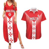 Custom Malta Football Couples Matching Summer Maxi Dress and Hawaiian Shirt Maltese Cross Sporty Style