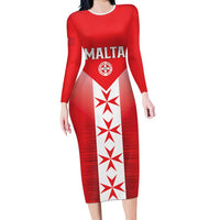 Custom Malta Football Family Matching Long Sleeve Bodycon Dress and Hawaiian Shirt Maltese Cross Sporty Style
