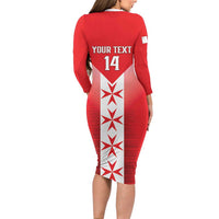Custom Malta Football Family Matching Long Sleeve Bodycon Dress and Hawaiian Shirt Maltese Cross Sporty Style