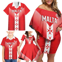 Custom Malta Football Family Matching Off Shoulder Short Dress and Hawaiian Shirt Maltese Cross Sporty Style