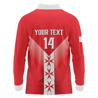 Custom Malta Football Long Sleeve Polo Shirt Maltese Cross Sporty Style