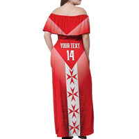 Custom Malta Football Off Shoulder Maxi Dress Maltese Cross Sporty Style