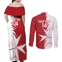 Custom Malta Football Couples Matching Off Shoulder Maxi Dress and Long Sleeve Button Shirt Go Champions Flag Style