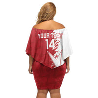 Custom Malta Football Family Matching Off Shoulder Short Dress and Hawaiian Shirt Go Champions Flag Style