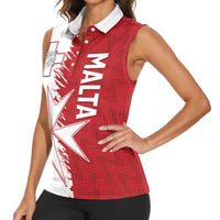 Custom Malta Football Women Sleeveless Polo Shirt Go Champions Flag Style