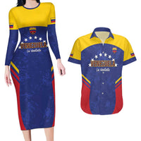 Custom Venezuela Football Couples Matching Long Sleeve Bodycon Dress and Hawaiian Shirt Come On La Vinotinto Flag Color