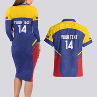 Custom Venezuela Football Couples Matching Long Sleeve Bodycon Dress and Hawaiian Shirt Come On La Vinotinto Flag Color