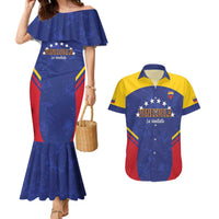 Custom Venezuela Football Couples Matching Mermaid Dress and Hawaiian Shirt Come On La Vinotinto Flag Color