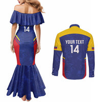 Custom Venezuela Football Couples Matching Mermaid Dress and Long Sleeve Button Shirt Come On La Vinotinto Flag Color