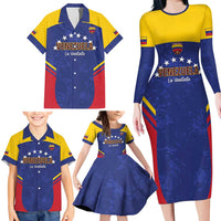 Custom Venezuela Football Family Matching Long Sleeve Bodycon Dress and Hawaiian Shirt Come On La Vinotinto Flag Color