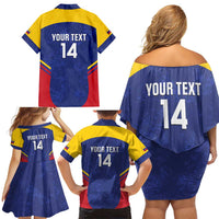Custom Venezuela Football Family Matching Off Shoulder Short Dress and Hawaiian Shirt Come On La Vinotinto Flag Color