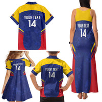Custom Venezuela Football Family Matching Tank Maxi Dress and Hawaiian Shirt Come On La Vinotinto Flag Color