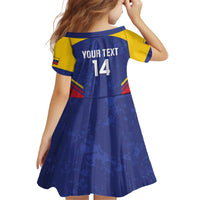 Custom Venezuela Football Kid Short Sleeve Dress Come On La Vinotinto Flag Color