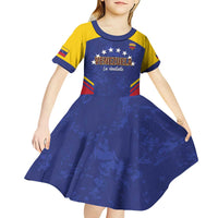 Custom Venezuela Football Kid Short Sleeve Dress Come On La Vinotinto Flag Color