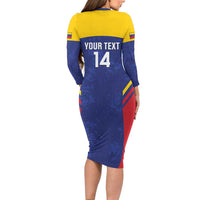 Custom Venezuela Football Long Sleeve Bodycon Dress Come On La Vinotinto Flag Color