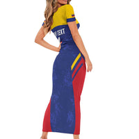 Custom Venezuela Football Short Sleeve Bodycon Dress Come On La Vinotinto Flag Color