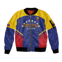 Custom Venezuela Football Sleeve Zip Bomber Jacket Come On La Vinotinto Flag Color