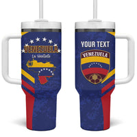 Custom Venezuela Football Tumbler With Handle Come On La Vinotinto Flag Color