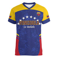 Custom Venezuela Football Women V-Neck T-Shirt Come On La Vinotinto Flag Color