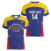 Custom Venezuela Football Women V-Neck T-Shirt Come On La Vinotinto Flag Color