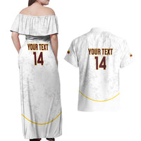 Custom Venezuela Football Couples Matching Off Shoulder Maxi Dress and Hawaiian Shirt Come On La Vinotinto White