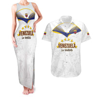 Custom Venezuela Football Couples Matching Tank Maxi Dress and Hawaiian Shirt Come On La Vinotinto White