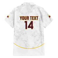 Custom Venezuela Football Family Matching Off The Shoulder Long Sleeve Dress and Hawaiian Shirt Come On La Vinotinto White