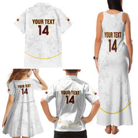 Custom Venezuela Football Family Matching Tank Maxi Dress and Hawaiian Shirt Come On La Vinotinto White