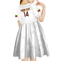 Custom Venezuela Football Kid Short Sleeve Dress Come On La Vinotinto White