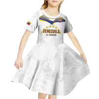 Custom Venezuela Football Kid Short Sleeve Dress Come On La Vinotinto White