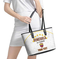 Custom Venezuela Football Leather Tote Bag Come On La Vinotinto White