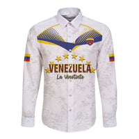 Custom Venezuela Football Long Sleeve Button Shirt Come On La Vinotinto White