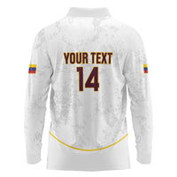 Custom Venezuela Football Long Sleeve Polo Shirt Come On La Vinotinto White