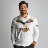 Custom Venezuela Football Long Sleeve Polo Shirt Come On La Vinotinto White