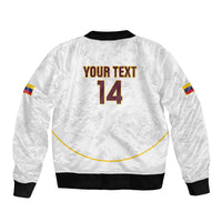 Custom Venezuela Football Sleeve Zip Bomber Jacket Come On La Vinotinto White