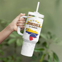 Custom Venezuela Football Tumbler With Handle Come On La Vinotinto White